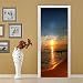 DNFurniture 3D Door Art, Removable Door Decals,Blue Sky Sunset Ocean Beach Reef Landscape 95X215Cm Self-Adhesive Door Mural, Door Sticker For Room Décor, Child Boy Girl Art Door Wall Stickers Mural Wa