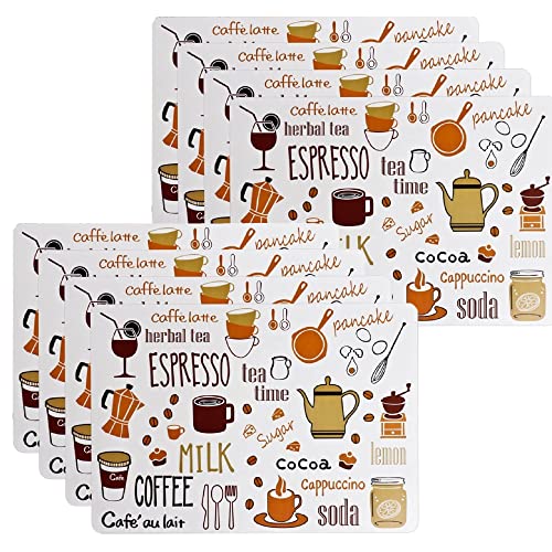 Image of 8 Pieces PVC PlaceMat - Non-Slip, Heat Resistant and Washable Hot Insulation Pad - Modern Waterproof Placemats for Decorations, Dining Table, Kitchen, Restaurant, Hotel (8-Piece, Brown)