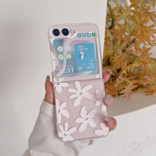 Coque rigide de luxe pour Z Flip 5 avec motif aquarelle et anneau de transport