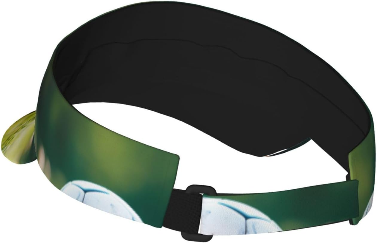 Sports Balls on The Grass Print Sport Sun Visor Hats Adjustable Empty Top Baseball Cap Women and Men Sun Visor Hat Black