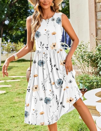 Image of Zeagoo Women's Summer Tank Midi Dress with Pockets Floral Sleeveless A-Line Casual Loose T-Shirt Dresses Beach Sundress 2026