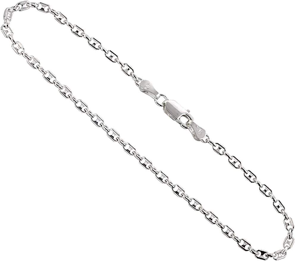 925 Sterling Silver Chain Necklace for Women PUFFED ANCHOR Chain Necklace 2.4mm ~ 4.2mm, 7"-30"