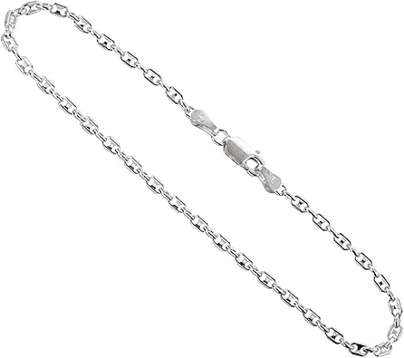 925 Sterling Silver Chain Necklace for Women PUFFED ANCHOR Chain Necklace 2.4mm  4.2mm, 7"-30"