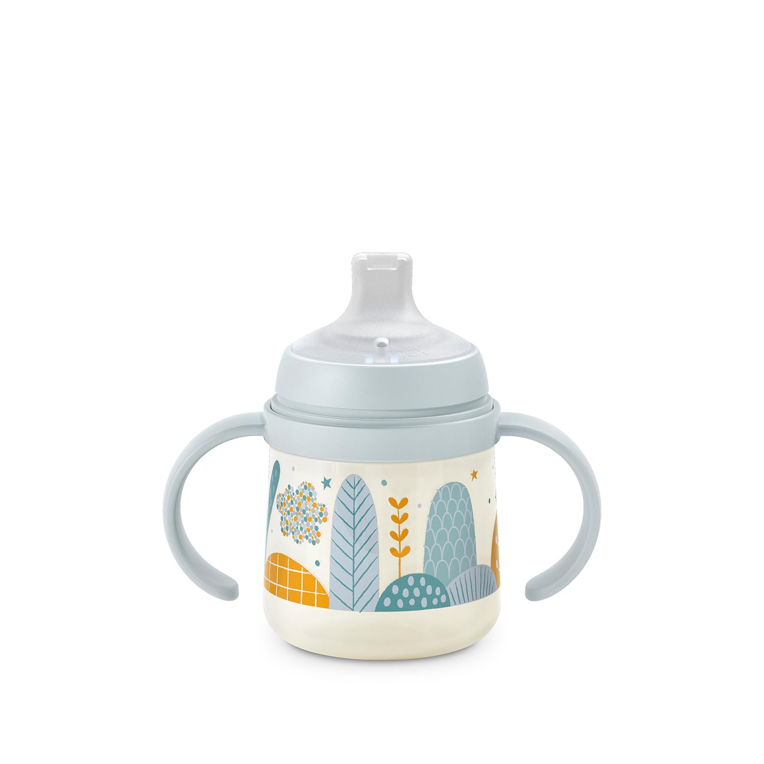 Suavinex, Tazza Apprendimento con Beccuccio e Manici in Silicone, Biberon con Manici, con Sistema Anticoliche, Coperchio Protettivo, Bicchiere Antigoccia, 150 ml, per Bambini dai 6 Mesi in Su, Azzurro