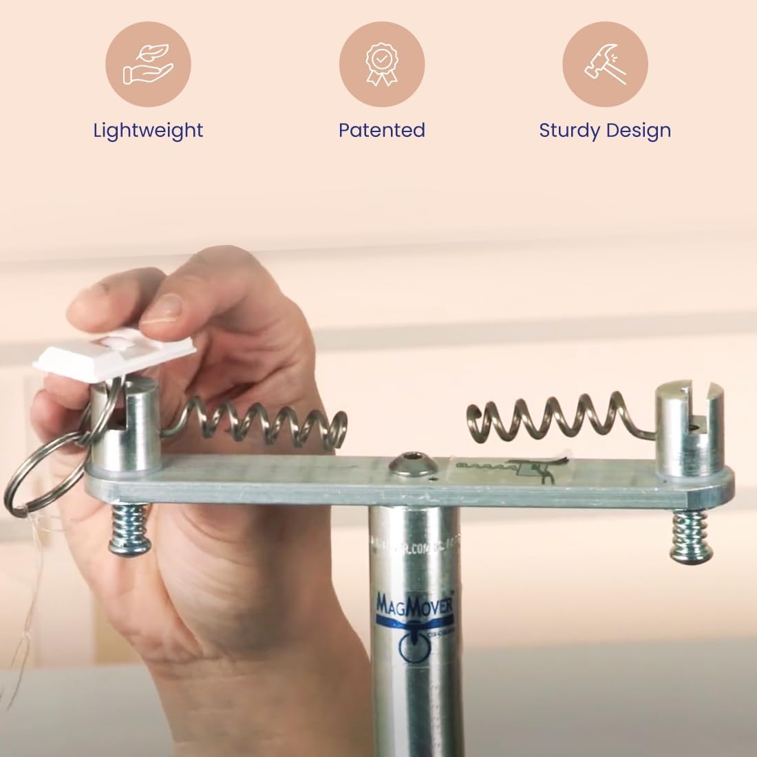 Clik-Clik Dual MagMover Magnet Mover Attaches Magnet Hooks With Rings to Hang Ceiling Décor, Office Signs, Banners and More, 3.5 x 7