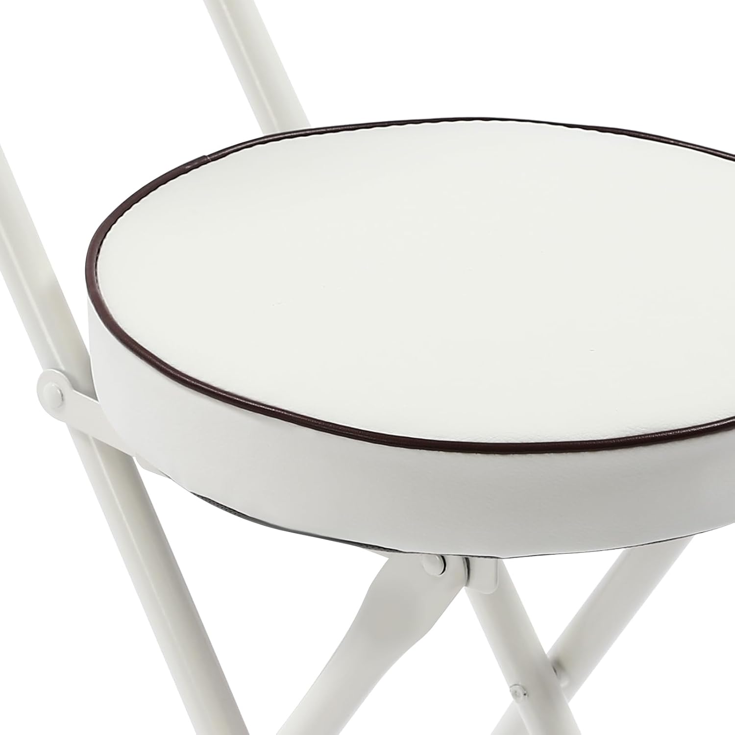 4Pcs Folding Stool with Back Cushioned Padded Folding Stool Portable Bar Stool Collapsible Counter Height Chair for Kitchen Island Home Office Camping Fishing Hiking 18.9Inch Height (White)