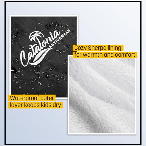 Catalonia Kids Waterproof Swim Parka with Hood, Windproof Fleece Swim Jacket, Warm Winter Swim Coat, Perfect for Beach, Pool3