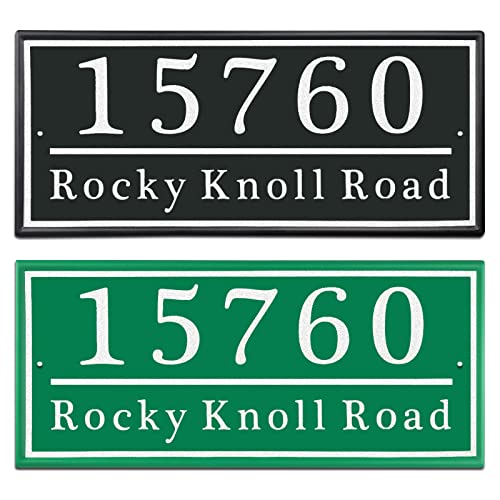 Personalized Reflective Address Plaque, Custom Aluminum House Number Sign With Two Screw, Address Sign For Outside Home,Street, House, 16"L X 7"H (Black Or Green) #TOP6