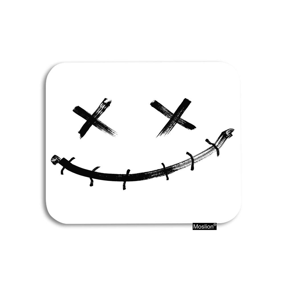 Moslion Joker Mouse Pad Horror Clown Face with Evil Smile for Halloween Gaming Mouse Pad Rubber Large Mousepad for Computer Desk Laptop Office Work 7.9x9.5 Inch Black White