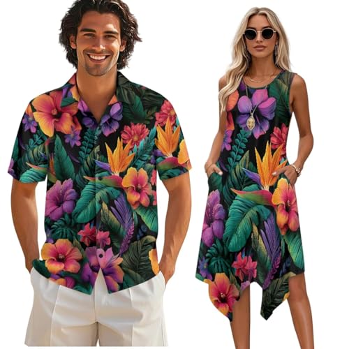 Twousenru Tropical Floral Sleeveless Dress for Women Plus Size Summer