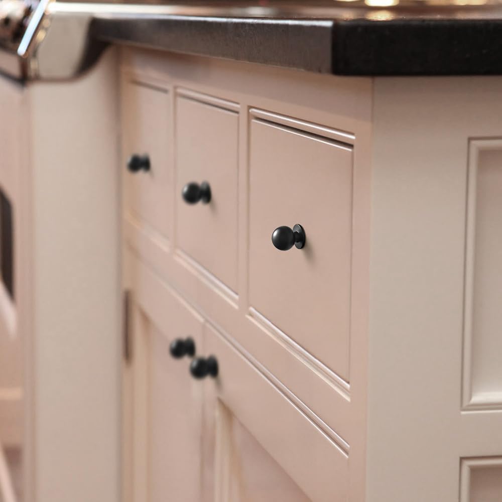 Goo-Ki 6 Pack Matte Black Kitchen Cabinet Knobs,Modern Drawer Pulls,1 Inch Diameter Knob