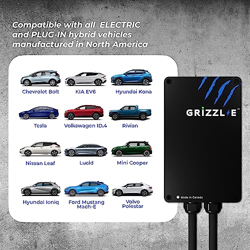 Image of Grizzl-E Classic, Level 2 240V / 40A Electric Vehicle (EV) Charger, UL Certified, Metal Case Enclosure, Indoor /Outdoor Electric Car Fast Wall Charging Station, NEMA 6-50 Plug, Classic Black