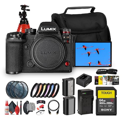 Image of Panasonic LUMIX S1 II Mirrorless Camera | 24.2MP Full-Frame BSI Sensor, 6K Video, Dual I.S. 2, Phase Hybrid AF, 30fps Burst, L-Mount Body (DC-S1M2SBODY) + 64GB Card + Photo Software + Battery + More