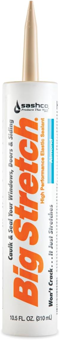 Sashco 10002 10.5oz Big Stretch Acrylic Latex High Performance Caulking Sealant, Almond (1 Pack)