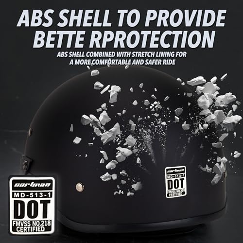 Cartman Motorcycle Open Face Helmet with Sun Visor Quick Release Buckle, Matte Black, DOT Approved - Image 3