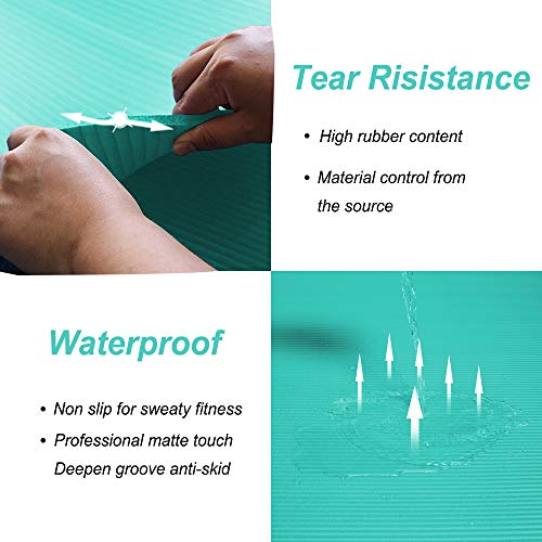 Tapete de ioga YUREN grande para exercícios, 1,2 x 2,1 m com espessura de 10 mm, ultra confortável,