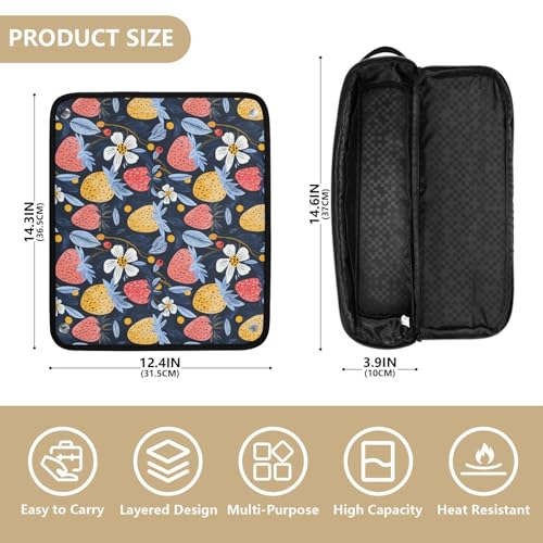 Bolso de viaje para herramientas de cabello Strawberry Flower Marble resistente al calor para planchas, rizadores y organizador portátil miniatura 4