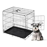 DUMOS Dog Crate, 24 Inch Small Single Door Dog Cage with Plastic Leak-Proof Pan Tray, Folding Metal Wire Pet Kennel for Indoor, Outdoor, Travel