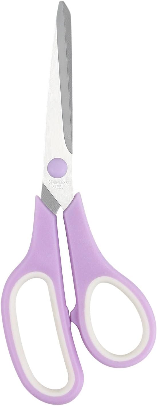 Multipurpose Stainless Steel Scissors 6.7" Pink Sharp Shears Comfort-Grip Scissors for Fabric Craft Office Supplies (Purple 7.7'')