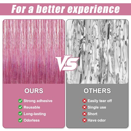 Image of Crosize 3 Pack 3.3 x 9.9 ft Bright Laser Glitter Foil Fringe Curtains Party Decorations, Tinsel Curtain Backdrop for Parties, Door Streamers, Glitter Streamer Backdrop for Birthday Decoration