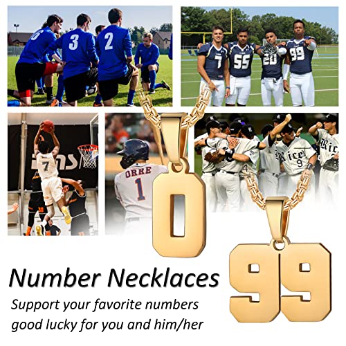Number Necklaces Personalized Necklaces 18K Gold Plated Initial Number Pendant Stainless Steel Chain Sports Necklaces for Men Women4