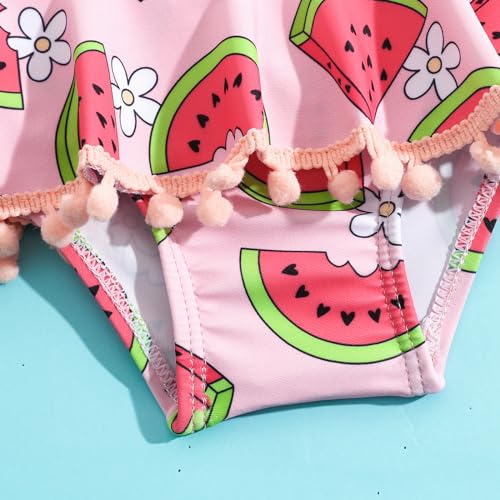 Toddler Girl One Piece Swimsuit Long Sleeve Zipper Ruffle Tassel Swimwear Summer Beach Bathing Suit 12M-6T4