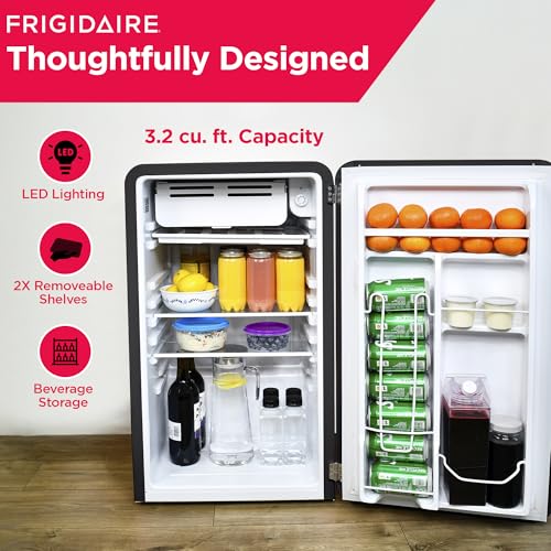 Frigidaire EFR372-BLACK 3.2 Cu Ft Black Retro Compact Rounded Corner Premium Mini Fridge thumb #1
