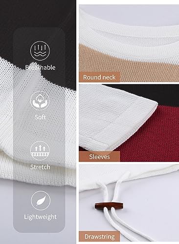 Image of Dokotoo Womens Sweaters Striped Fall Winter Outfits Drawstring Color Block | Long Sleeve,Crewneck,Lightweight Fashion Clothing,Teachers Comfy Outfits,Business Casual Tops,Vacation Wear