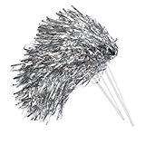 Anderson's Metallic Silver Foil Textured School Spirit Shakers, Cheerleader Pom Poms, Football, Basketball, Homecoming, Squad, Team, Party, Dance, Club, Performance, Fan Celebration Pack of 10