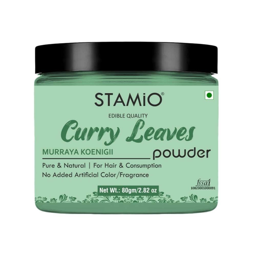 STAMIO Curry Leaves Powder for Hair Care, 80gm (Murraya koenigii/Kadi Patta)