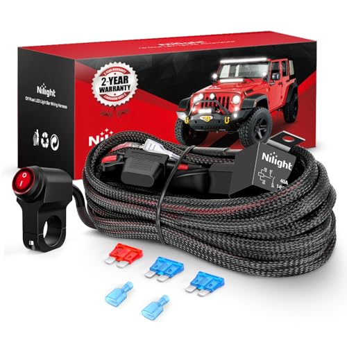 Image of Nilight Wiring Harness Kit Nylon 16 AWG 1 Lead 12V Motorcycle Handlebar Switch On Off Power Relay Blade Fuse for LED Light Bar Off Road Lights on Motorcycles Bicycles ATV UTV