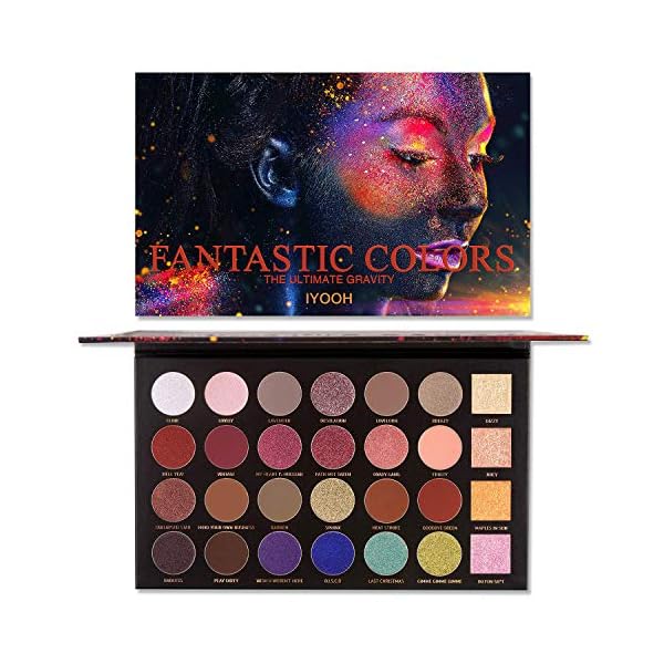 IYOOH Ultra Diamond Glitter Eyeshadow Palette, 28 Colors Professional Pressed Powder Makeup set, 4 Pearly Glitter + 9 Smooth Matte + 15 Cream Shimmer