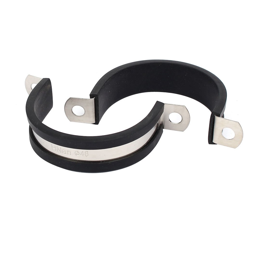 Aexit 46mm Dia Clamps EPDM Rubber Lined U Shaped Pipe Tube Wire Clamps Strap Clamps Clips 2pcs
