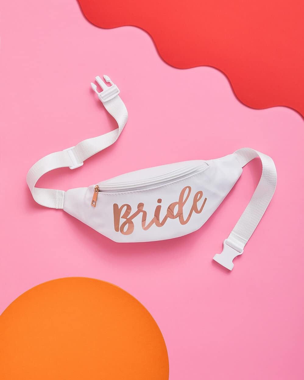 xo, Fetti Bachelorette Party Bride Fanny Pack - Single Bag | White + Rose Gold Bridal Shower Decorations, Bride To Be Gift, Bach Favor