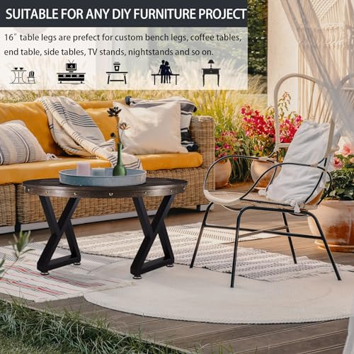 Telakeni 2PCS 16 Inch Metal Bench Leg Coffee Table Legs with Screws and Adjustable Feet Pads, 40x30 cm by Telakeni - Image 3