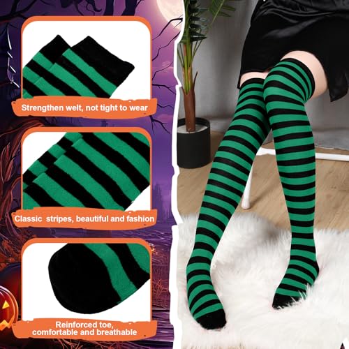 Image of Geyoga Arm Warmers Leg Warmers Striped Thigh High Socks Fingerless Gloves Stockings Christmas Halloween