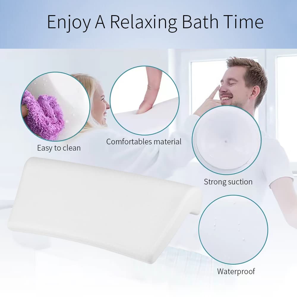 Lonkenn Cuscino da Bagno, Spa Bath Pillow, Cuscino di Vasca da Bagno con Antiscivolo Ventose, Impermeabile Cuscino per Collo Testa Vasca da Bagno,Poggiatesta Ergonomico per Tutti i Tipi di Vasca e Spa