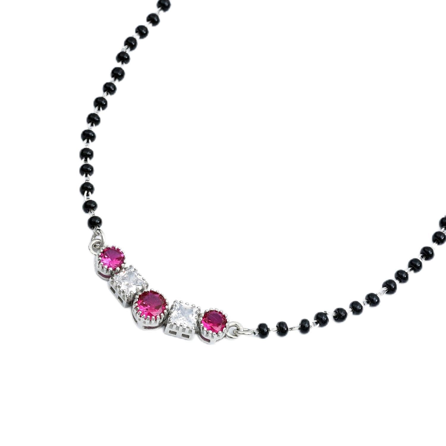 925 Sterling Silver Chandi Mangalsutra Kala Mani Pure Rhodium Anti Tarnish Nickel Free simple 18 Inch Necklace Tanmaniya| Taali Minnu Jewellery Gift for Women-image-33