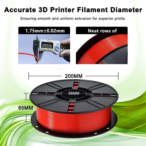 Image of iBOSS PLA Plus (PLA+) 3D Printer Filament 1.75mm,1kg Spool (2.2lbs) Toughness Enhanced 3D Printing Filament,Dimensional Accuracy + /- 0.02mm,1.75mm PLA Plus Filament,Fit Most FDM Printer(Red)