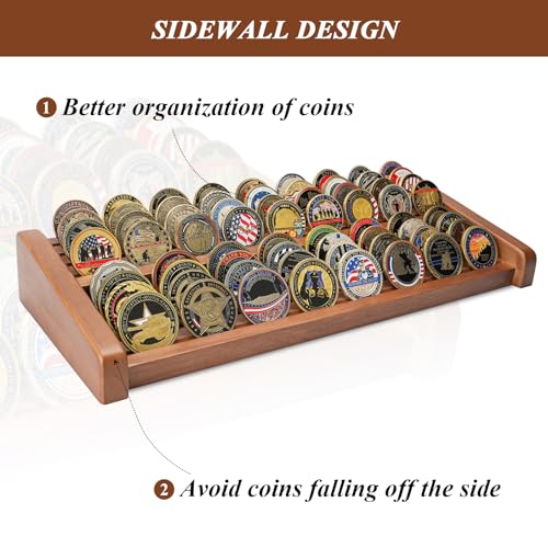 DecoWoodo Suporte para Moedas Challenge, Suporte Militar de Madeira com 8 Fileiras para Moedas, Comp