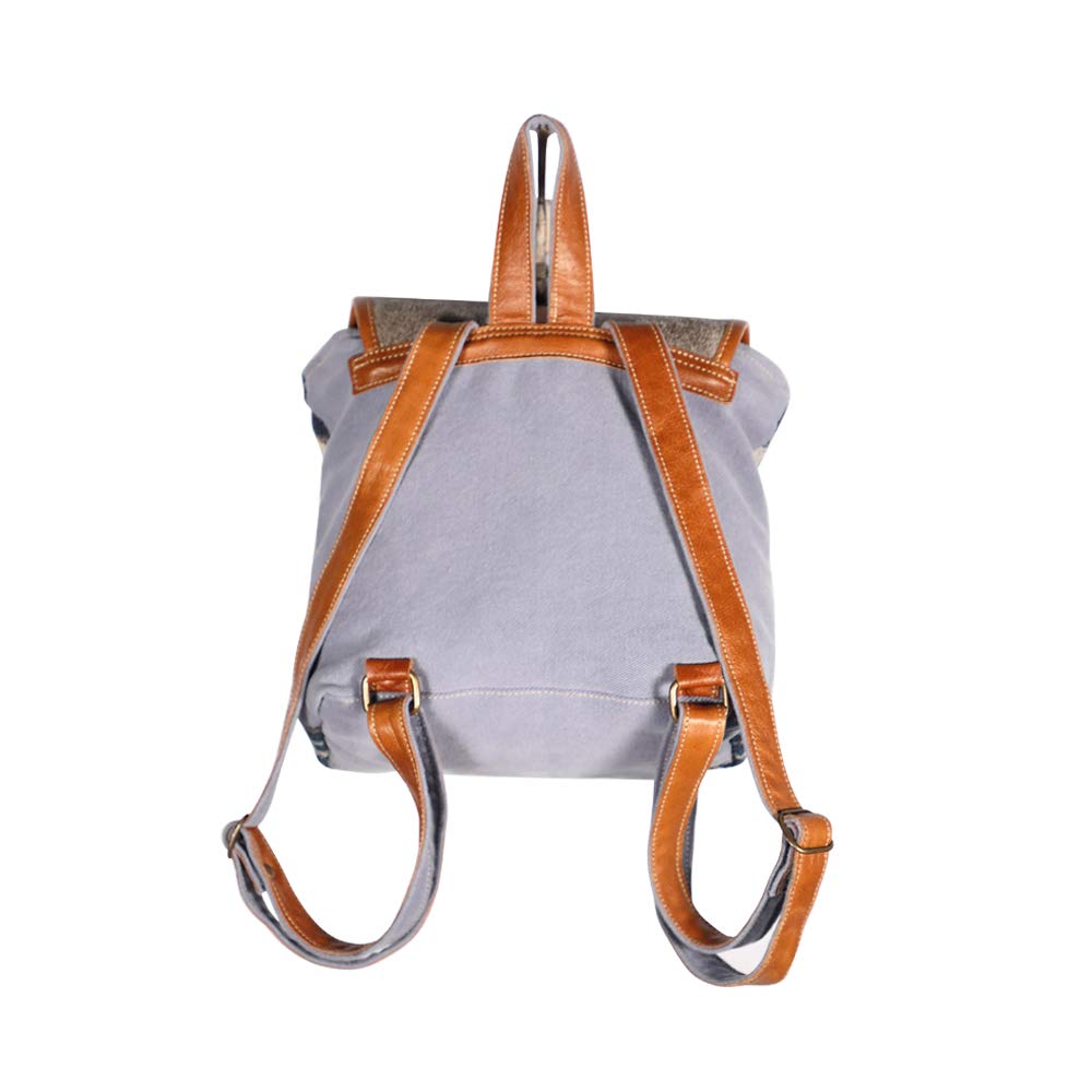 Myra Bags Sapphire Canvas Rug Leather And Hairon Backpack S  display picture 1