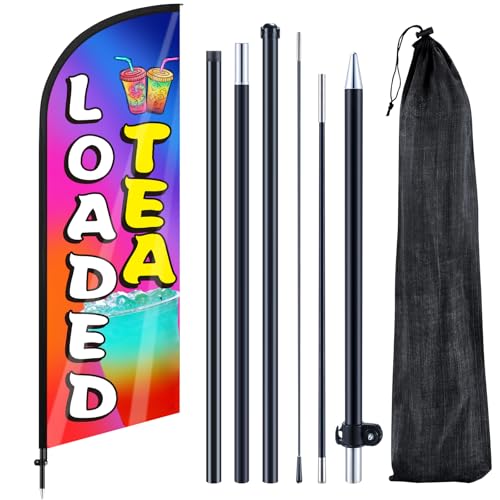 Remagr Loaded Tea Feather Flags 7 Ft Swooper Banner with Pole Stake