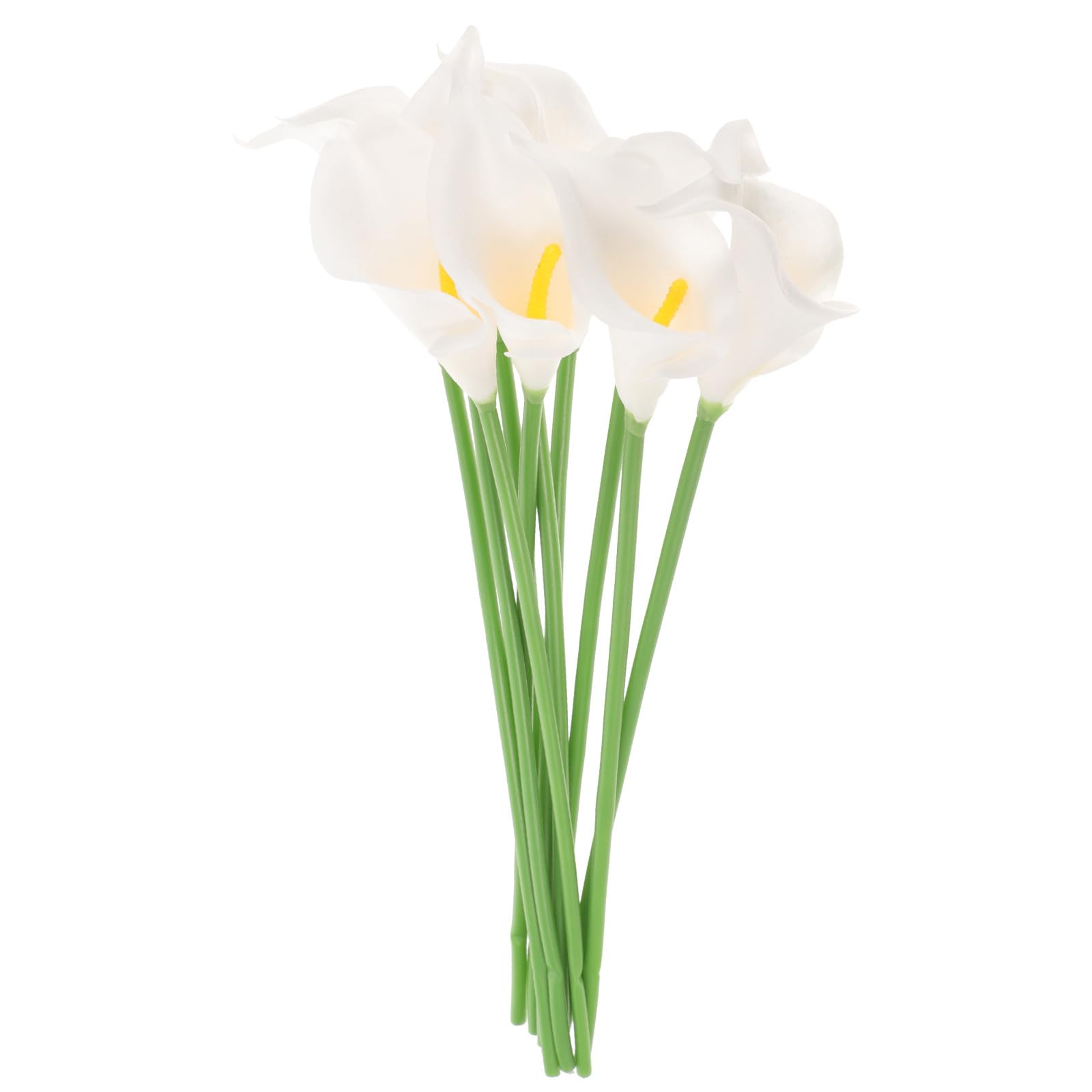 Fleurs de lys calla artificielles au toucher réel : bouquet de mariage blanc de 10 pièces