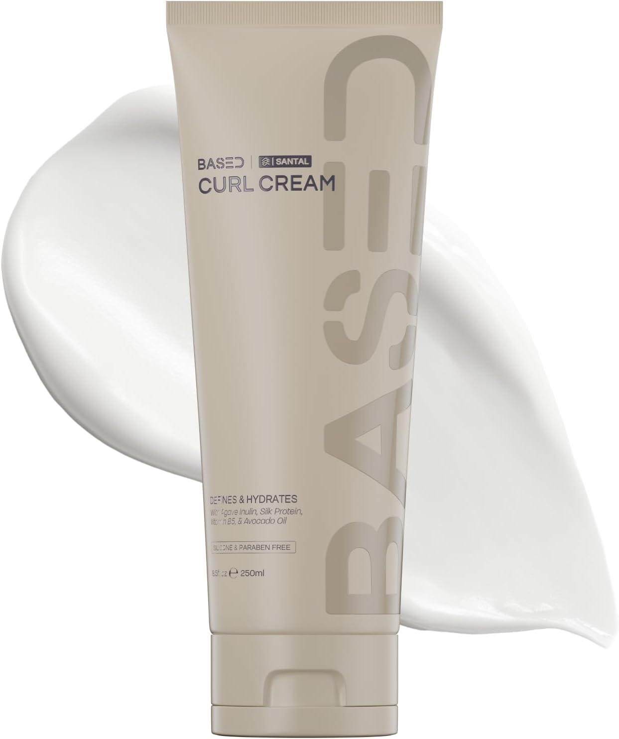 BASED Curl Cream for Men, Curl Defining Cream for Curly Hair, No Harsh Chemicals or Artificial Fragrance, Medium Hold, Hydrates & Nourishes with Agave, Silk Protein & Castor Oil, 8.5 oz (Pack of 1)