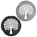 Lot de 2 coussins décoratifs avec motif arbre de vie - Feutre gris foncé - Diamètre : 40 cm - Coussin décoratif (1 lot de 2 coussins rondes)