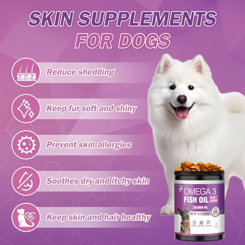 Omega 3 Fish Oil for Dogs Dog Skin and Coat Supplement Shiny Coats Dog Skin Allergy Relief for Dogs Itching Reduce Shedding EPA & DHA Fatty Acids Salmon Oil Supplement 200 Ct - Thumbnail 2