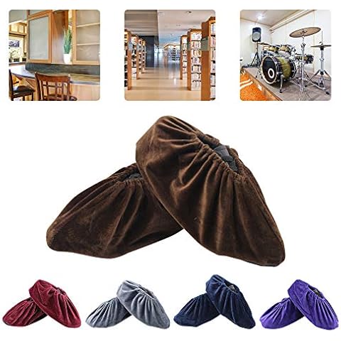 Shoe Covers,Shoe Protector Covers,Shoe Covers Reusable,Overshoes Washable,Flannel Shoe Cover,Non-Slip Durable Shoe Covers for Computer Rooms or Daily Use Reusable Indoor Elastic Boot Cover(5 Pairs) Cover