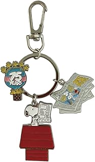 牛久保工芸社 スヌーピー 75thアニバーサリー メタル ３連 キーホルダー スヌーピー＆ウッドストック Ｈ98×Ｗ35ｍｍ SN-418