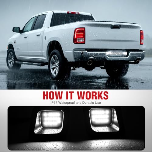 Image of Nilight 2PCS License Plate Lights for 2003-2018 Dodge Ram 1500 2500 3500 | Compatible with 2003-2013 2014 2015 2016 2017 2018 Dodge Ram 1500 2500 3500 with Clear Lens Black housing 6000K White