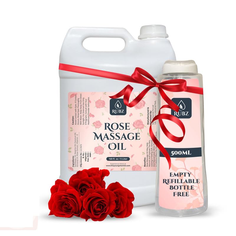 Rubz Rose Massage Oil | Moisturizing & Nourishing Body Massage Oil for Men & Women | Best for Aromatherapy & Full Body Spa | 5 Litre (B0CJJQK6YT) Amazon Price History, Amazon Price Tracker